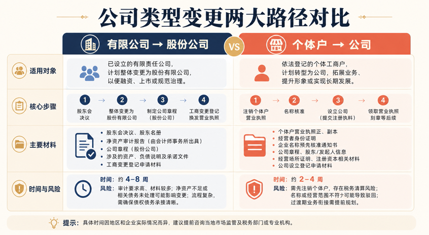 公司类型变更:有限公司变股份公司,个体户升级公司(图2) 公司类型变更:有限公司变股份公司,个体户升级公司(图2)