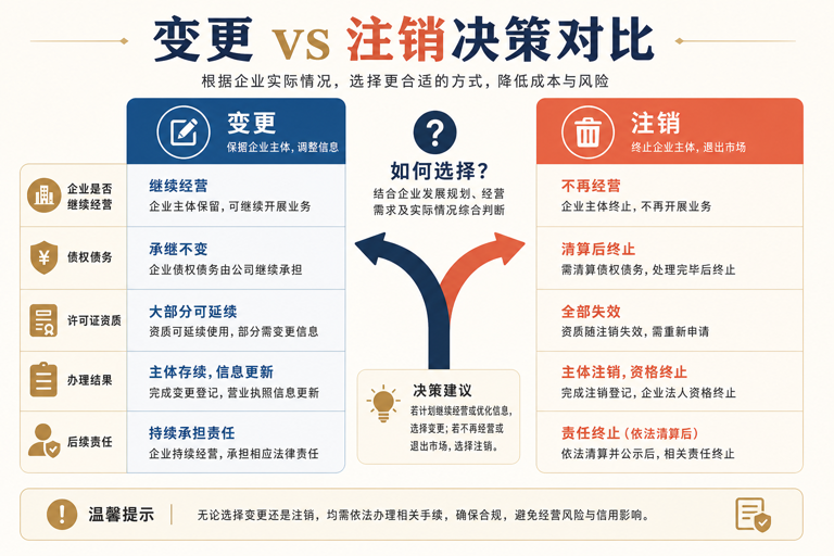 公司变更还是注销？判断标准、决策对照表和注意事项(图2)